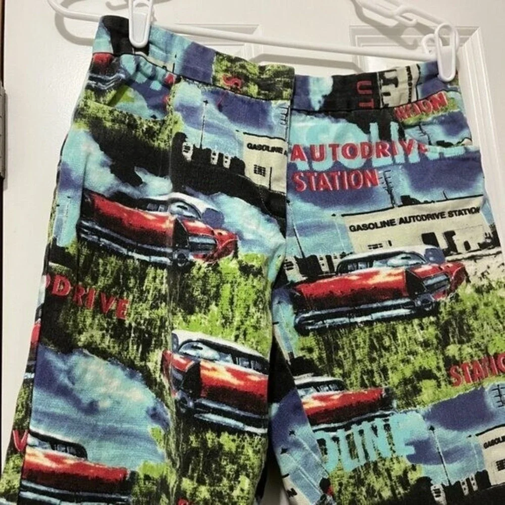 Bliss Vintage Capri Pants Gasoline Print Christmas Golf USA Made Size 8